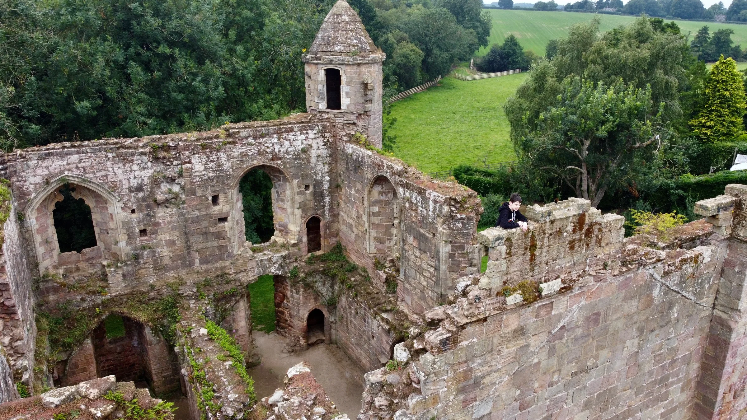 Spofforth Castle, Castle Close, Spofforth with Stockeld, Spofforth, North Yorkshire, England — Drone photographs of Spofforth Castle, taken in 2020. The site is run by the English Heritage.…, 13 August 2020