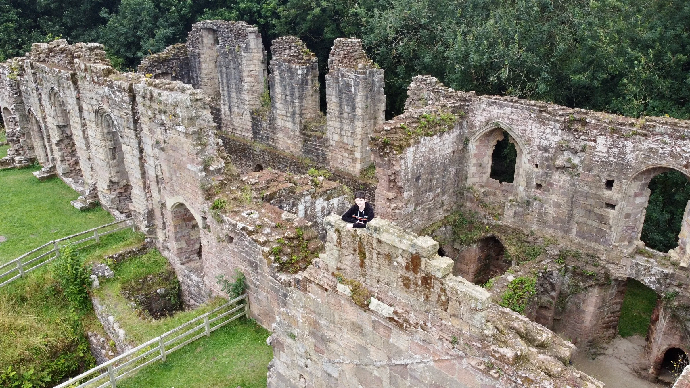 Spofforth Castle, Castle Close, Spofforth with Stockeld, Spofforth, North Yorkshire, England — Drone photographs of Spofforth Castle, taken in 2020. The site is run by the English Heritage.…, 13 August 2020