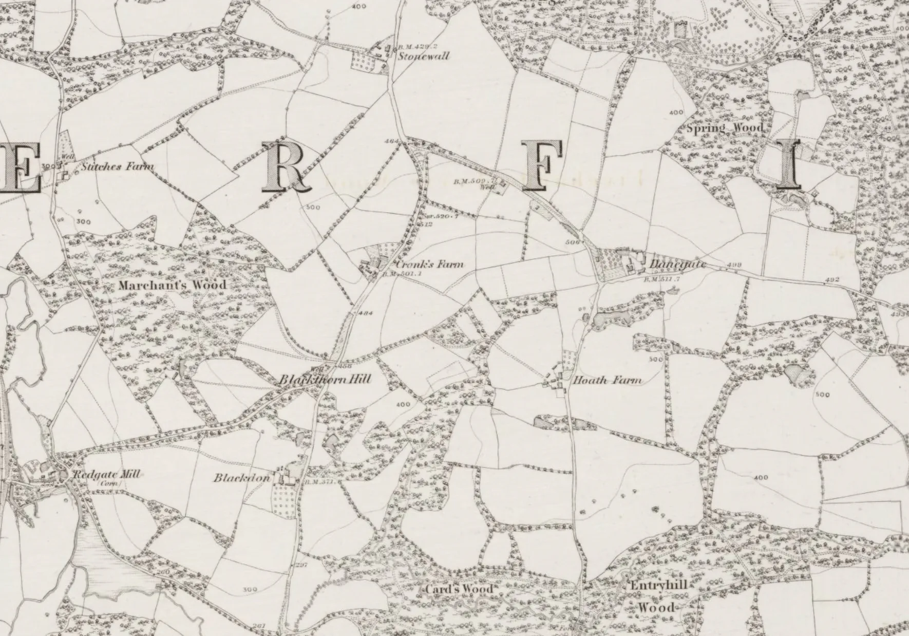 Danegate Farm, Danegate, Rotherfield, East Sussex, England — Ordnance survey map from 1879 showing the location of Danegate Farm in Rotherfield. Reproduced with the permission of…, 1879
